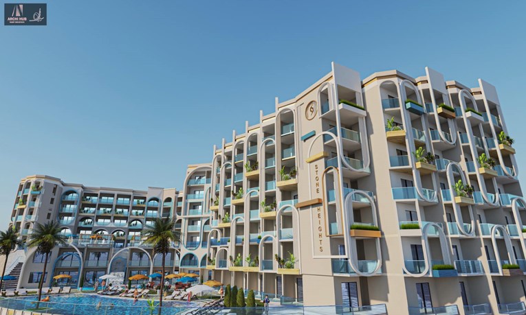 2 bedroom apartment with pool and sea view at Stone Heights, Egypt, Hurghada 
