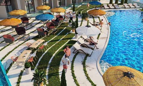 2 bedroom apartment with pool and sea view at Stone Heights, Egypt, Hurghada 